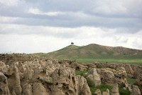 The buffalo on the hilltop is just a cutout - there is a cowboy further up I-25 in Wyoming