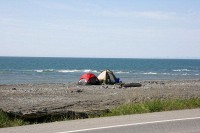 Tent campers were strewn all along the 'Spit'.