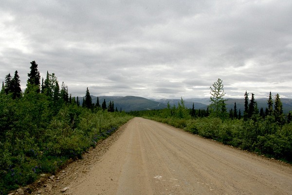 From the Top of the World Highway.  Many miles of dirt ahead and rain threatning.