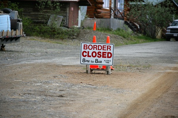 The Canada - USA border on theTop of the World Highway.  Last night I arrived at about 8:30.