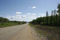 This is along the Klondike Highway to Whitehorse. Some construction and they are clearing the trees and brush on both sides.  I was told this was to make it easier to see wildlife that might be crossing the road.