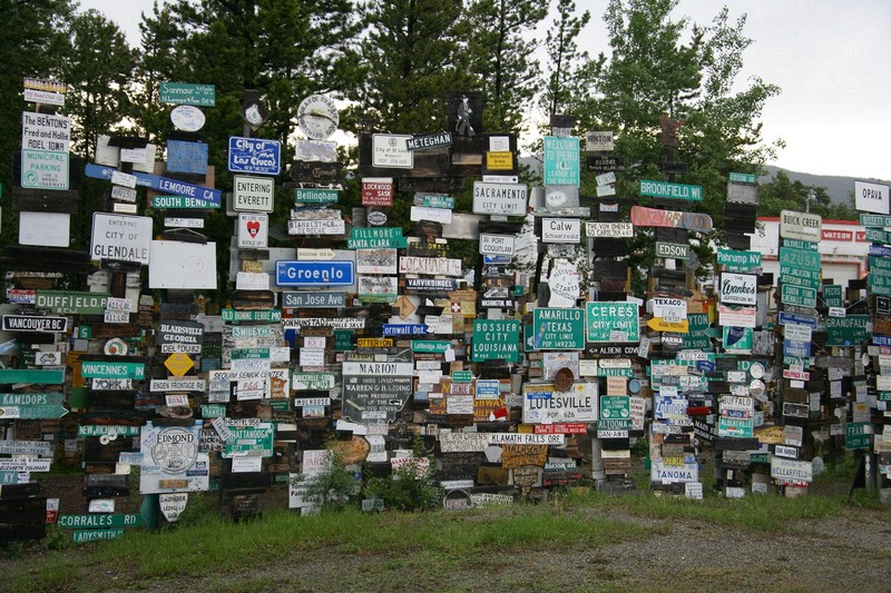 Sign post forest in Watson Lake, Yukon