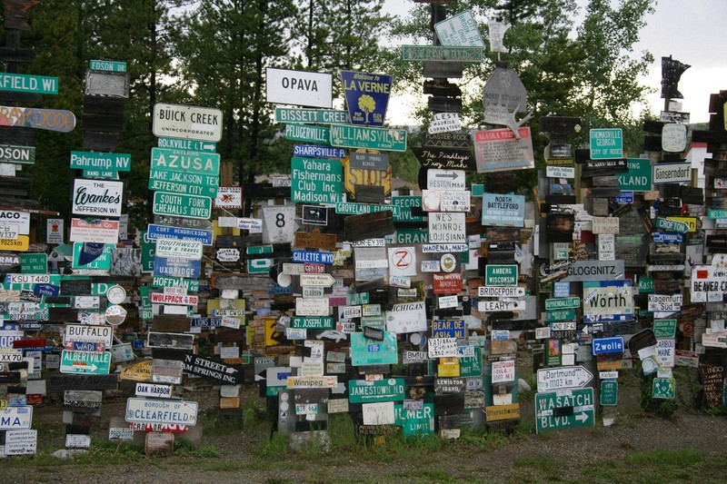 Sign post forest in Watson Lake, Yukon