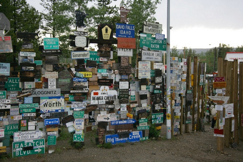 Sign post forest in Watson Lake, Yukon