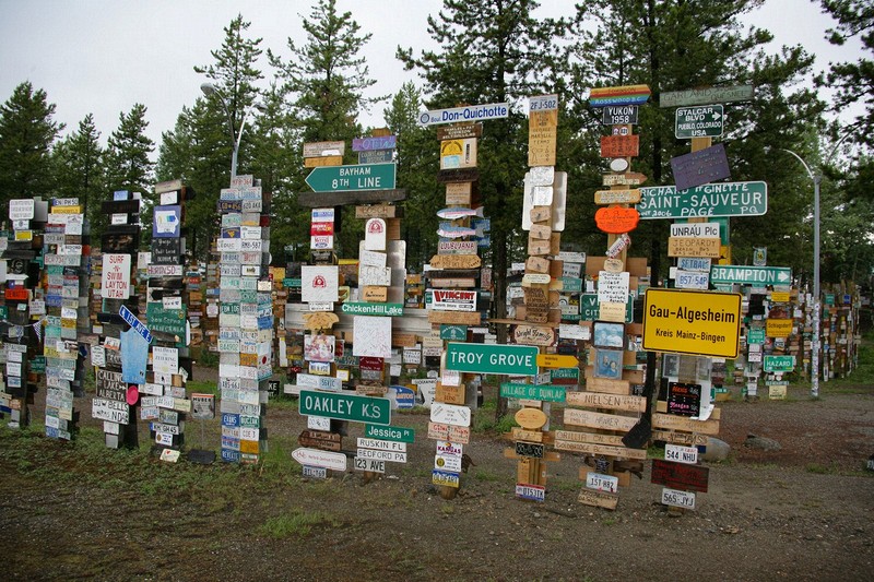Sign post forest in Watson Lake, Yukon