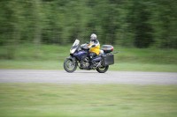 Zipping by on the way north.  Tere were quite a few V-Stroms on the road.