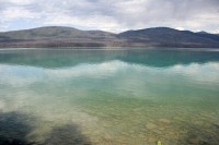 Lake McDonald.  The water in this lake is more green than the bright blue/green of the lakes and streams in Alberta.