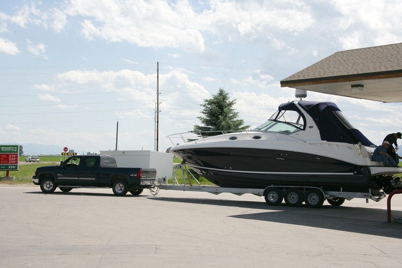 This guy was filling his boat with over 200 gallons at $3.39.  It was too big to fit under the awning so he had to back up to the pumps.