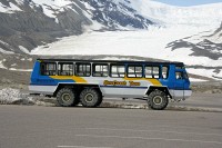 That is the Athabsaca Glacier behind this Ice Explorer
