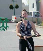 A knife juggler entertained.
