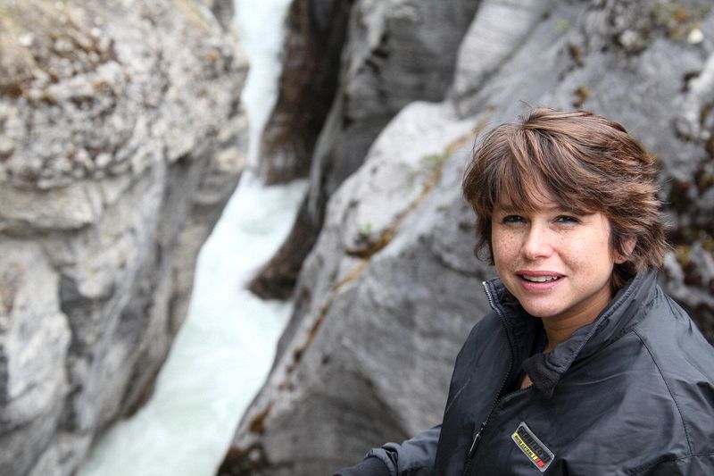 Michelle over a waterfall