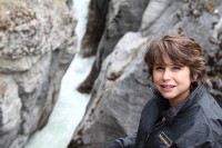 Michelle over a waterfall