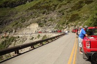 The Going to the Sun Road was severely damaged by snowslides and was necked down to one lane near the top at the eastern end.