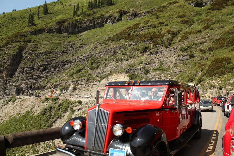 The Going to the Sun Road was severely damaged by snowslides and was necked down to one lane near the top at the eastern end.