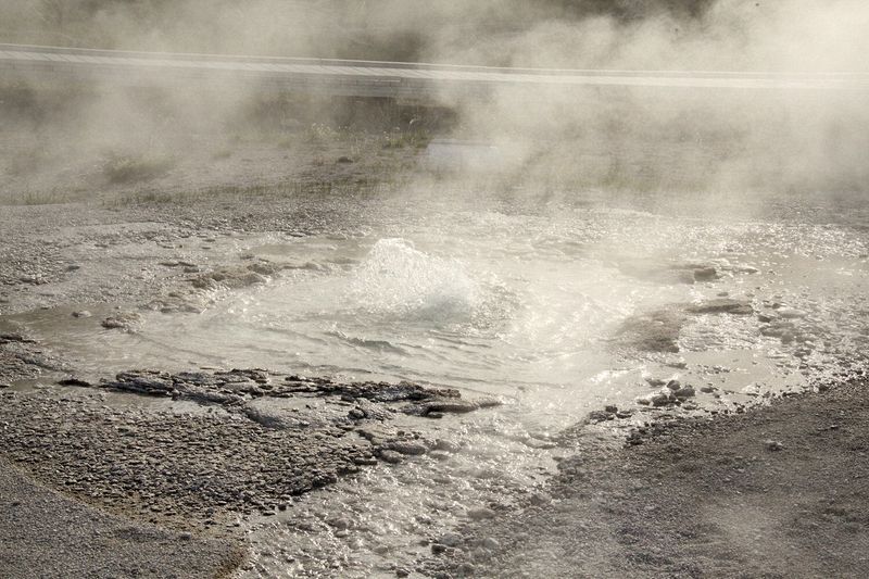 Walking around the geyser fields at Old Faithful