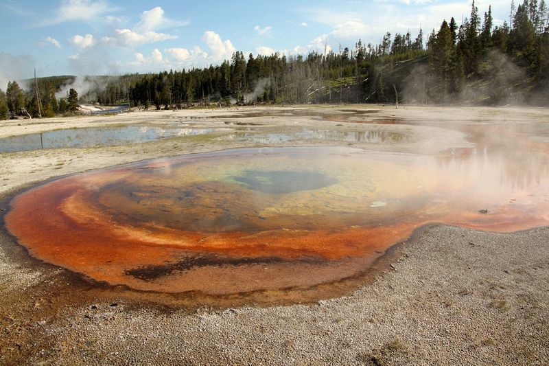 Walking around the geyser fields at Old Faithful