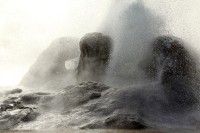 Walking around the geyser fields at Old Faithful