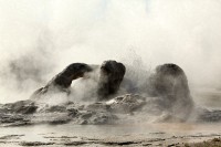 Walking around the geyser fields at Old Faithful.