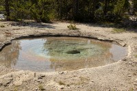 Walking around the geyser fields at Old Faithful.