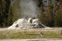 Walking around the geyser fields at Old Faithful.
