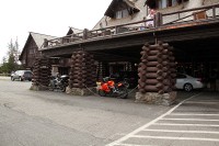At the Old Faithful Inn, we were told to park our bikes right up front.  We felt like we were creating a demo for BMW.